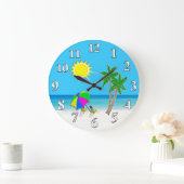 Cheerful Turquoise Wall Clocks Beach Theme Grote Klok (Huis)