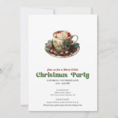 Cheerful Victorian Christmas cocoa party invite Kaart (Voorkant)