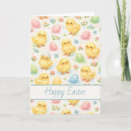 Cheerful Watercolor Chick & Egg Easter Card Feestdagen Kaart