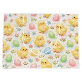 Cheerful Watercolor Chick & Egg Easter Gift Bag Groot Cadeauzakje