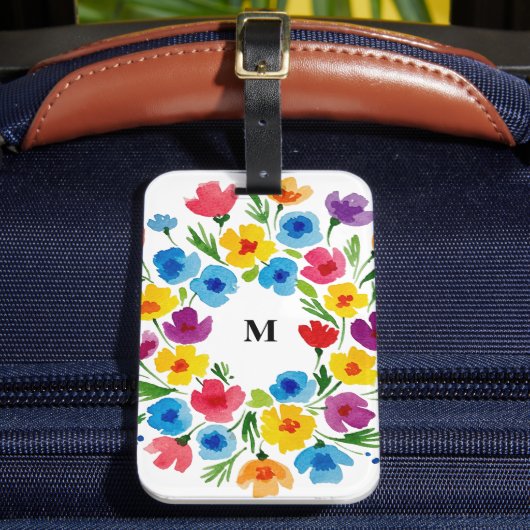 Cheerful Watercolor Florals Bagagelabel (Voorkant Insitu 2)