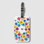 Cheerful Watercolor Florals Bagagelabel (Voorkant (verticaal))