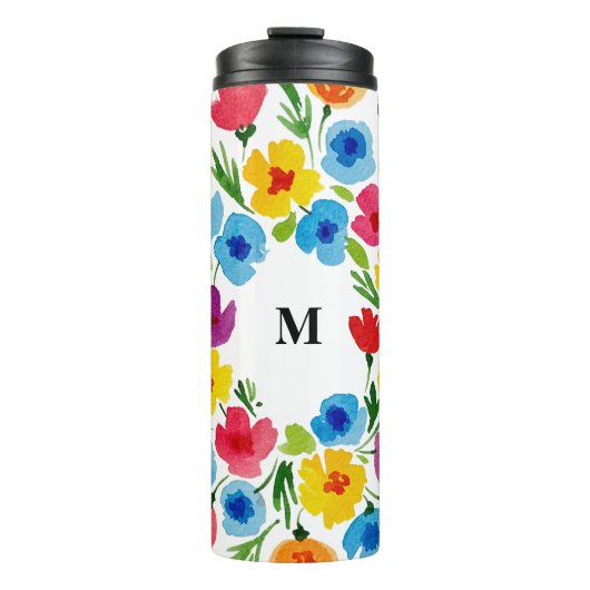 Cheerful Watercolor Florals Thermosbeker (Voorkant)