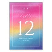 Cheerful Watercolor Gradient Table Number Kaart (Achterkant)