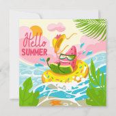 Cheerful Watermelon Hallo Summer Wenskaart (Voorkant)