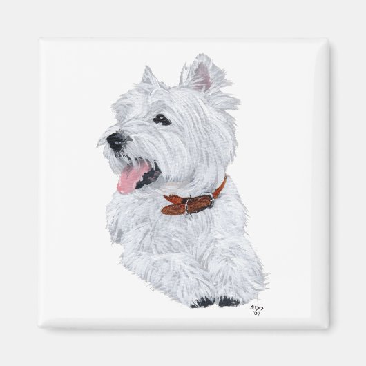 Cheerful West Highland White Terrier Magneet (Voorkant)