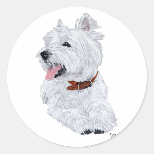 Cheerful West Highland White Terrier Ronde Sticker (Voorkant)