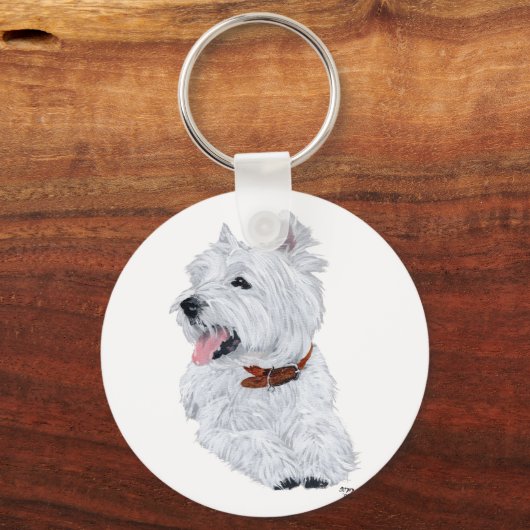 Cheerful West Highland White Terrier Sleutelhanger (Voorkant)