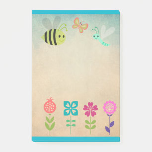 Cheerful Whimsical Collectie of Flowers and Bugs Post-it® Notes