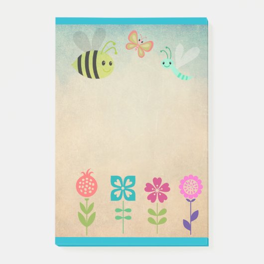Cheerful Whimsical Collectie of Flowers and Bugs Post-it® Notes (Voorkant)