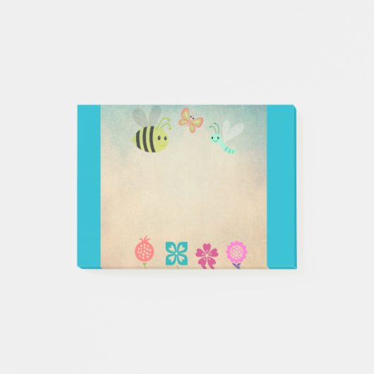 Cheerful Whimsical Collectie of Flowers and Bugs Post-it® Notes (Voorkant)