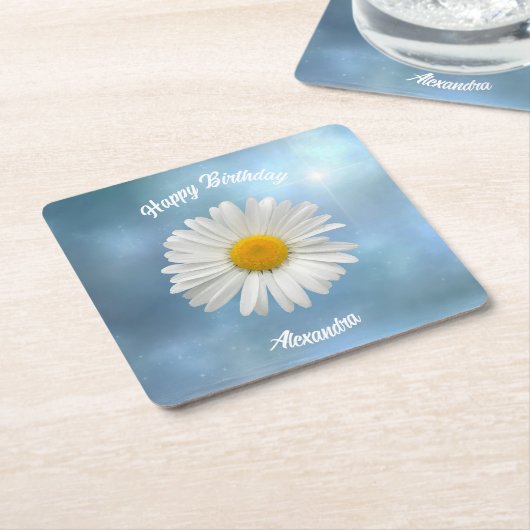 Cheerful White Daisy Kartonnen Onderzetters (Schuin)
