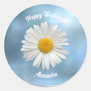Cheerful White Daisy Ronde Sticker