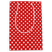 Cheerful White Polka Dots op Bright Red Gift Medium Cadeauzakje (Voorkant)