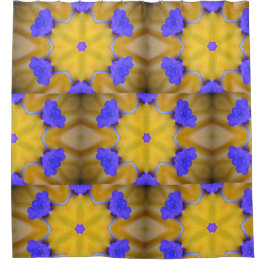 Cheerful Yellow and Blue Patterted Douchegordijn