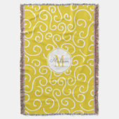 Cheerful Yellow and White Pattern met Monogram Deken (Voorkant Verticaal)