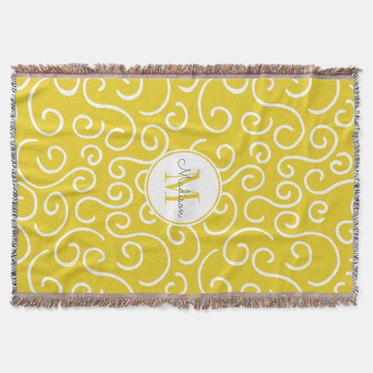 Cheerful Yellow and White Pattern met Monogram Deken (Voorkant)