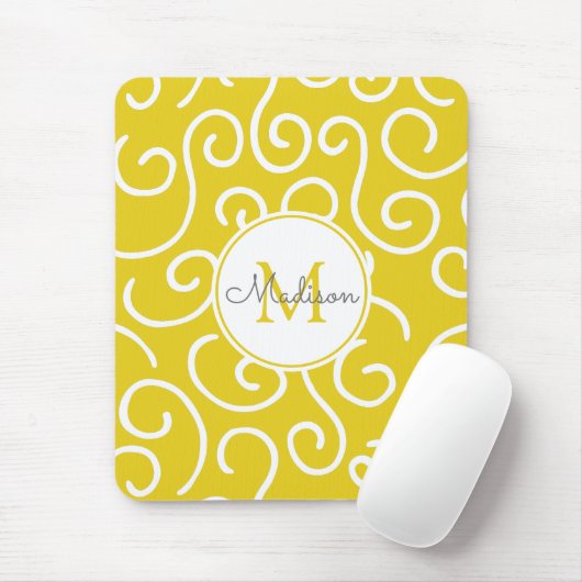 Cheerful Yellow and White Pattern met Monogram Muismat (Met muis)
