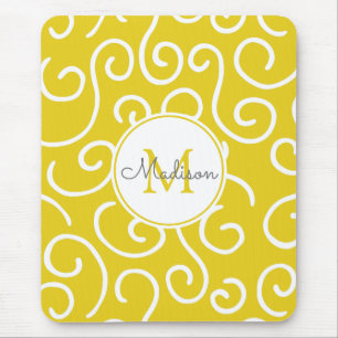 Cheerful Yellow and White Pattern met Monogram Muismat