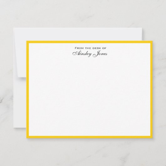 Cheerful Yellow and White Personalized Flat Bedankkaart (Voorkant)