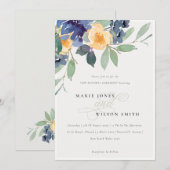 Cheerful Yellow Blue Floral Vow Renewal Invite Bedankkaart (Voorkant / Achterkant)