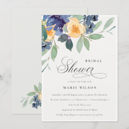 Cheerful Yellow Blue Floral Vrijgezellenfeest Invi Bedankkaart