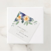 Cheerful Yellow Blue Floral Waterverf Wedding Bedankjes Labels (In situ)
