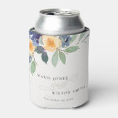 Cheerful Yellow Blue Floral Waterverf Wedding Blikjeskoeler (Blikje Voorkant)