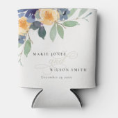 Cheerful Yellow Blue Floral Waterverf Wedding Blikjeskoeler (Voorkant)