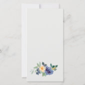 Cheerful Yellow Blue Floral Wedding Menu Kaart (Achterkant)