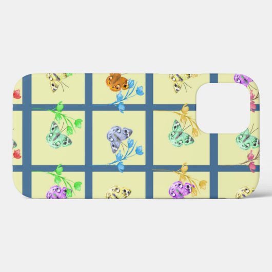 Cheerful Yellow Butterfly & Flowers Case-Mate iPhone Case (Achterkant (horizontaal))