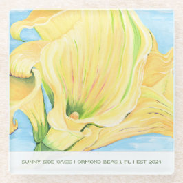 Cheerful Yellow Calla Lily Vacation Home Glazen Onderzetter