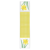 Cheerful Yellow Daffodil Flower with Polka-Stippen Korte Tafelloper (Voorkant)