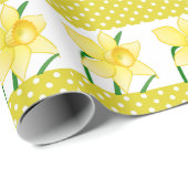 Cheerful Yellow Daffodils Flower and Polka-stippen Cadeaupapier (Rol Hoek)