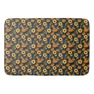 Cheerful Yellow en Oranje Retro Kijkers Flowers Badmat