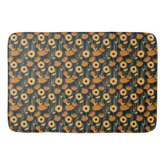 Cheerful Yellow en Oranje Retro Kijkers Flowers Badmat (Voorkant)