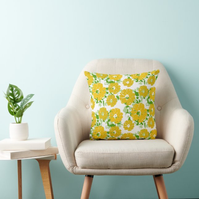 Cheerful Yellow Floral Kussen (Stoel)