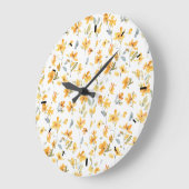Cheerful Yellow Floral Waterverf Grote Klok (Hoek)
