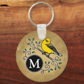 Cheerful Yellow Prothonotary Warbler met monogram Sleutelhanger (Voorkant)