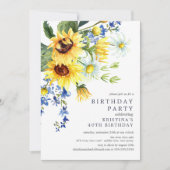 Cheerful Yellow Sunflower Birthday Party Kaart (Voorkant)