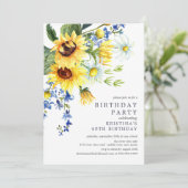 Cheerful Yellow Sunflower Birthday Party Kaart (Staand voorkant)