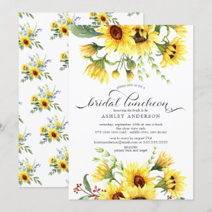 Cheerful Yellow Sunflower Bridal Luncheon Kaart