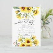 Cheerful Yellow Sunflower Bridal Tea Kaart (Staand voorkant)