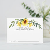 Cheerful Yellow Sunflower Bride Words of Wisdom Kaart (Staand voorkant)