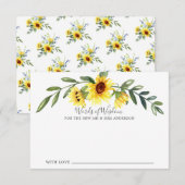 Cheerful Yellow Sunflower Bride Words of Wisdom Kaart (Voorkant / Achterkant)
