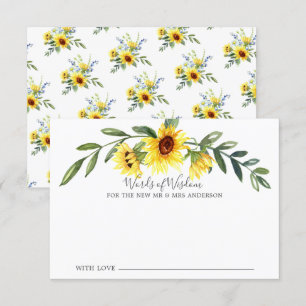 Cheerful Yellow Sunflower Bride Words of Wisdom Kaart