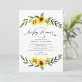 Cheerful Yellow Sunflower Florence Baby shower Kaart (Staand voorkant)