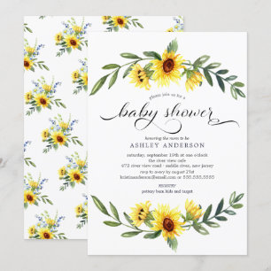 Cheerful Yellow Sunflower Florence Baby shower Kaart
