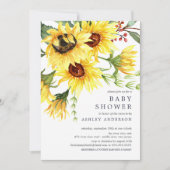 Cheerful Yellow Sunflower Florence Baby shower Kaart (Voorkant)