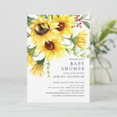 Cheerful Yellow Sunflower Florence Baby shower Kaart (Staand voorkant)